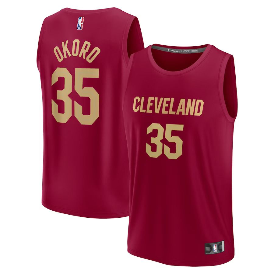 Men Cleveland Cavaliers 35 Isaac Okoro Fanatics Branded Wine 2022-23 Fast Break Replica NBA Jersey